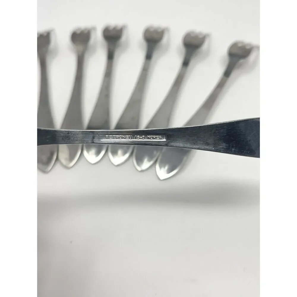 RETRONEU 18/8 Stainless Flatware ROSEANNE Set of 7Cocktail Seafood Forks 5.5”